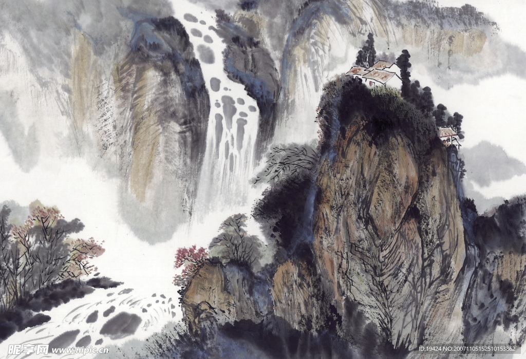 高清晰 山水 水墨画  自然景观 山水风景13