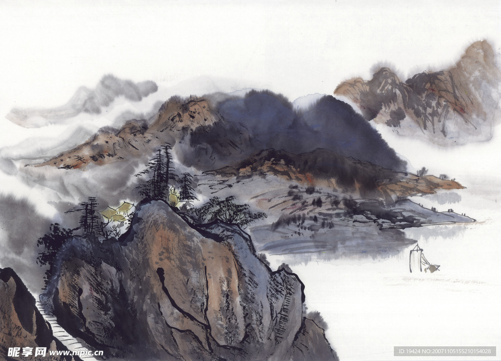 高清晰 山水 水墨画  自然景观 山水风景17