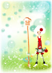 韩国插画,钮扣少女系列