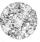 矢量圆形牡丹花