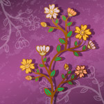 水墨矢量花草花纹27