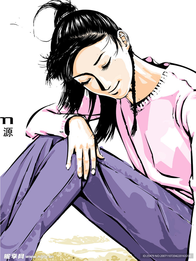 粗矿的美女插画