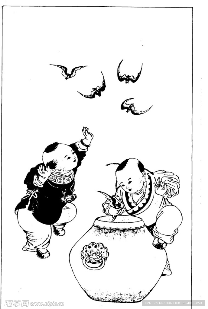中国传统 吉祥图案 儿童 戏耍