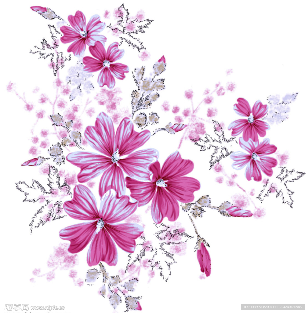 韩国 华丽 花朵 图案 psd
