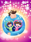 韩国温馨家庭矢量图