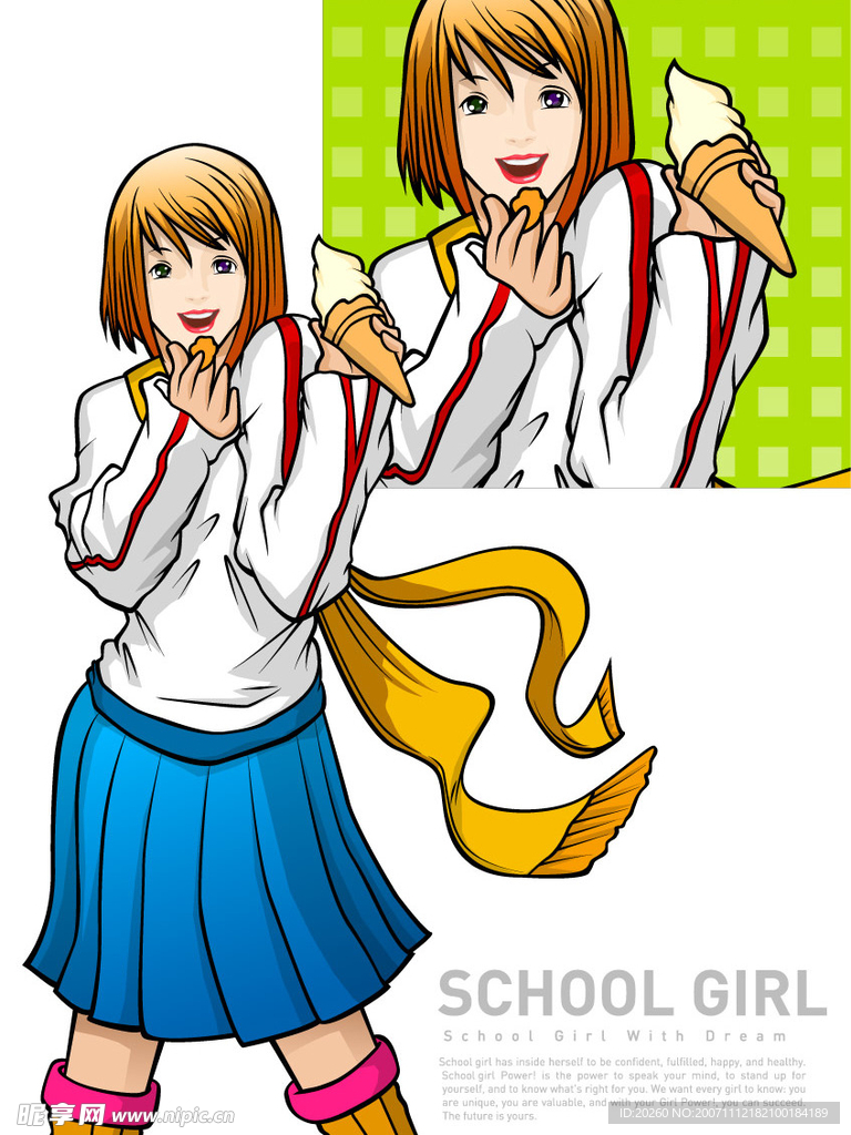 学生妹矢量插画