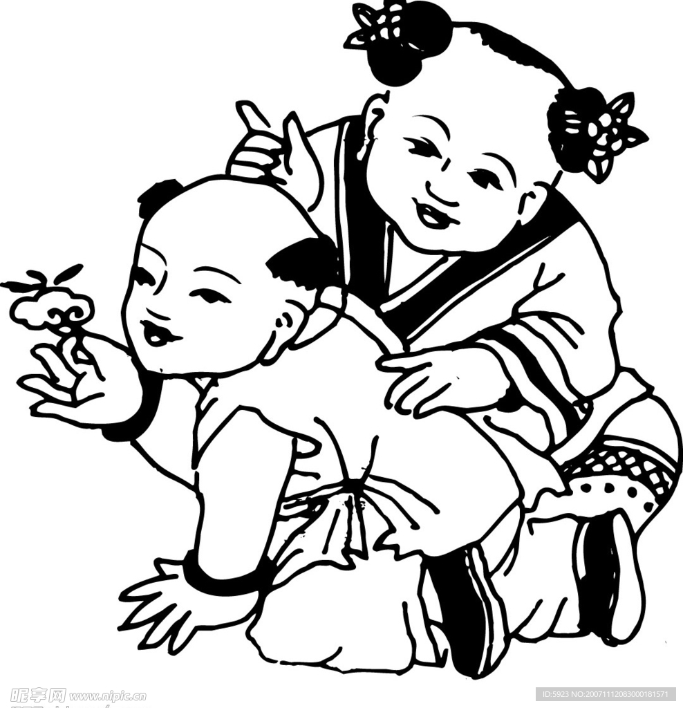 中国传统图案含春节门神