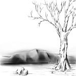淡描树木画