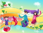 韩国温馨家庭矢量图