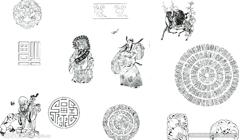 古代人物花纹图案5
