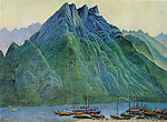 国画 夔门渡口图