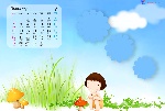 2008年韩国插画版儿童台历模板
