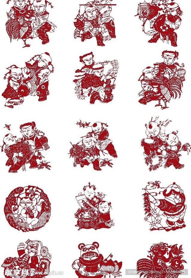 经典传统文化 剪纸 矢量图 ai