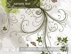 时尚花纹与banner矢量素材