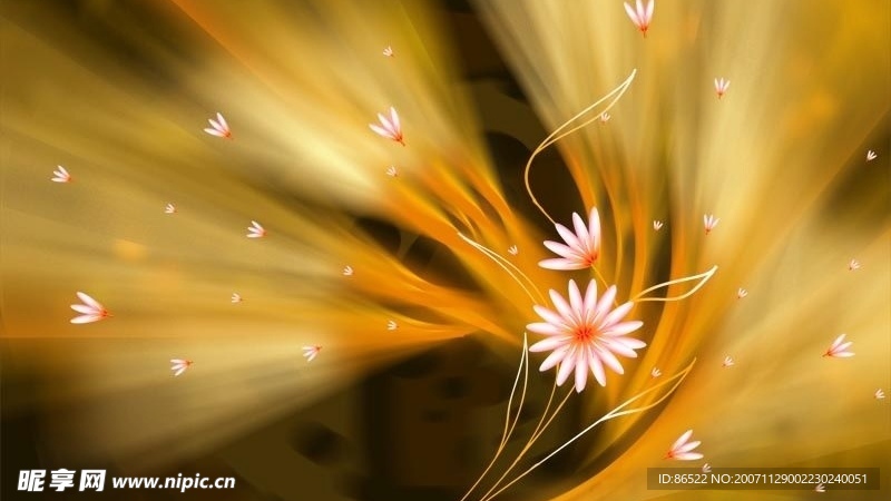 黄色分层花卉素材
