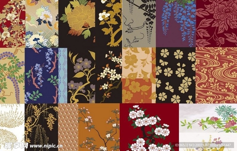 日本传统图案合集1-花卉植物(共22张)