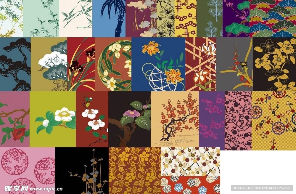 日本传统图案合集4-花卉植物(共22张)