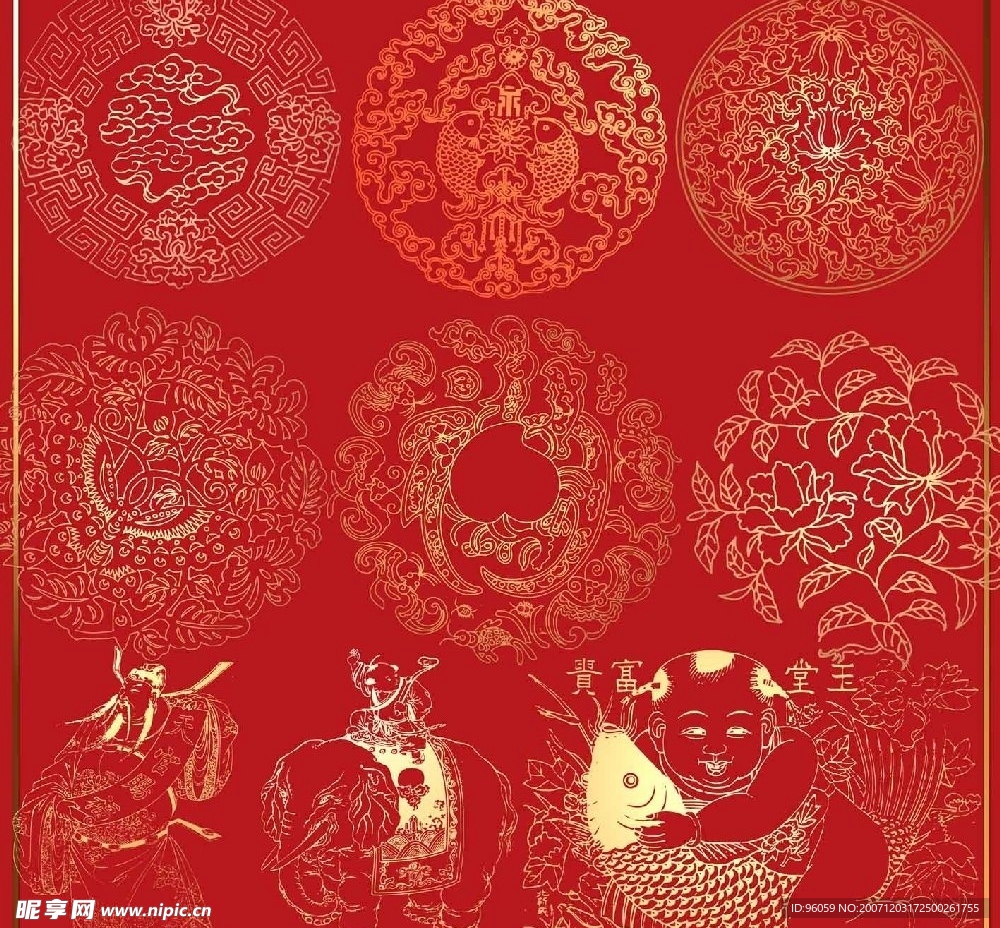 金色传统底纹