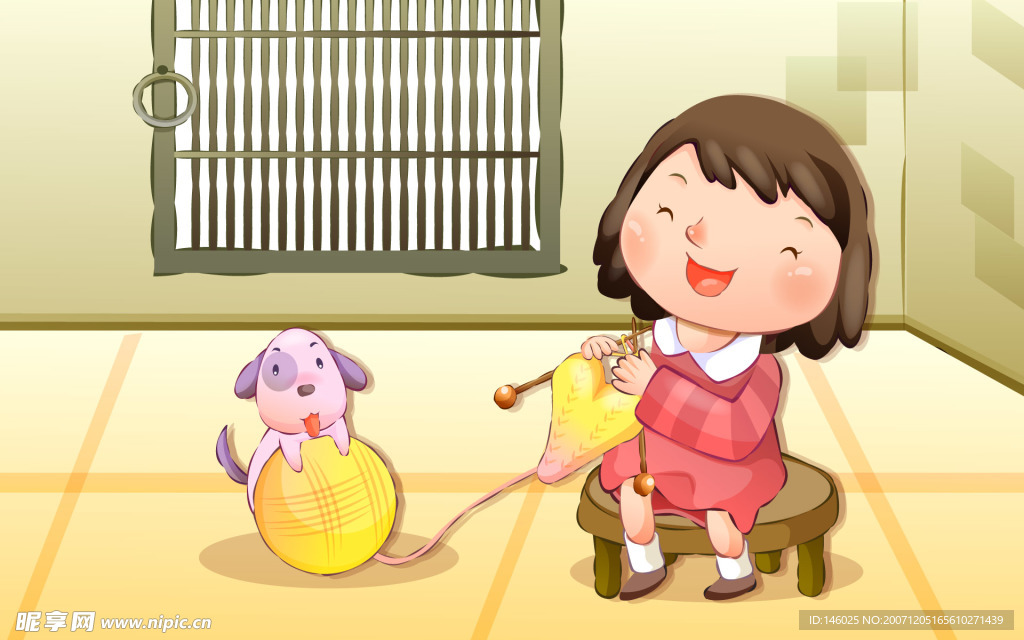 圣诞冬日童年插画