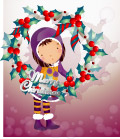 韩国XMAS快乐女孩矢量
