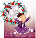 韩国XMAS快乐女孩矢量