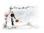 ps经典分层背影/底纹/美女模版003