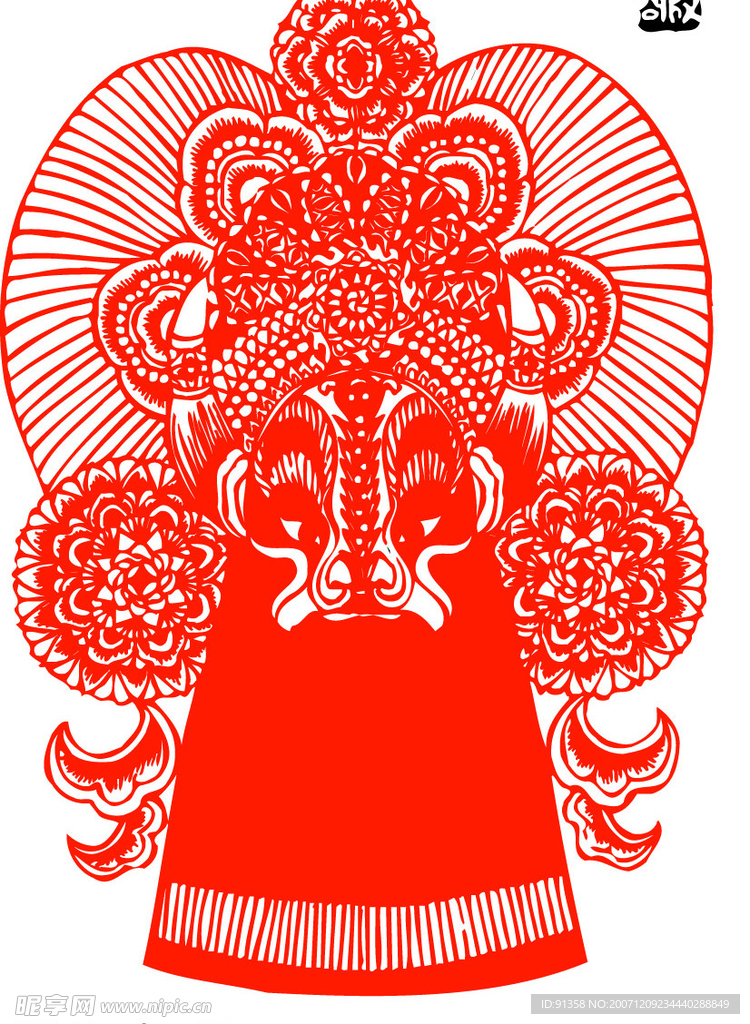 矢量国粹京剧剪纸脸谱