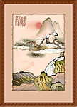 国画山水风格矢量图