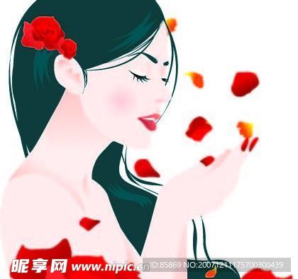 芬芳玫瑰与美女