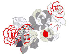 手绘线描效果玫瑰花psd分层素材3