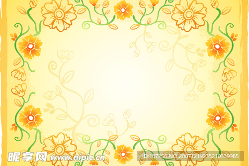 漂亮花朵加边框矢量图