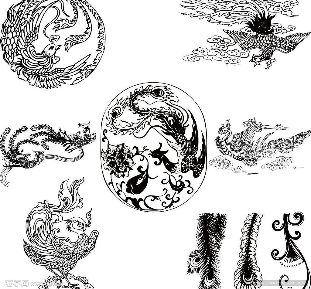 矢量 传统 图案 吉祥物 凤