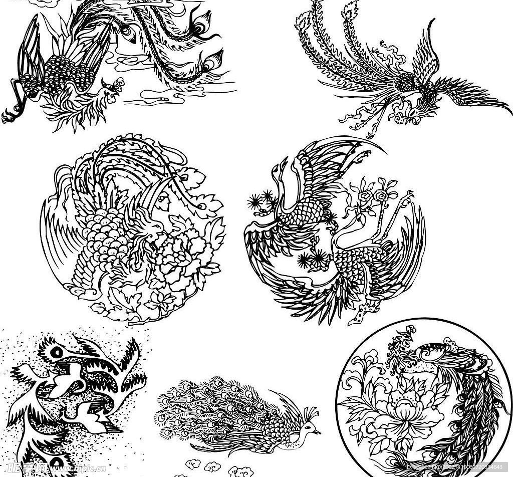 矢量 传统 图案 吉祥物 凤