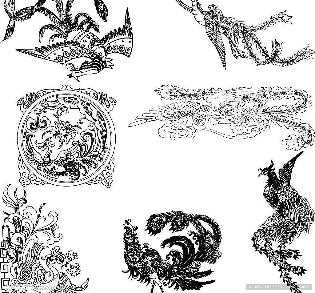 矢量 传统 图案 吉祥物 凤