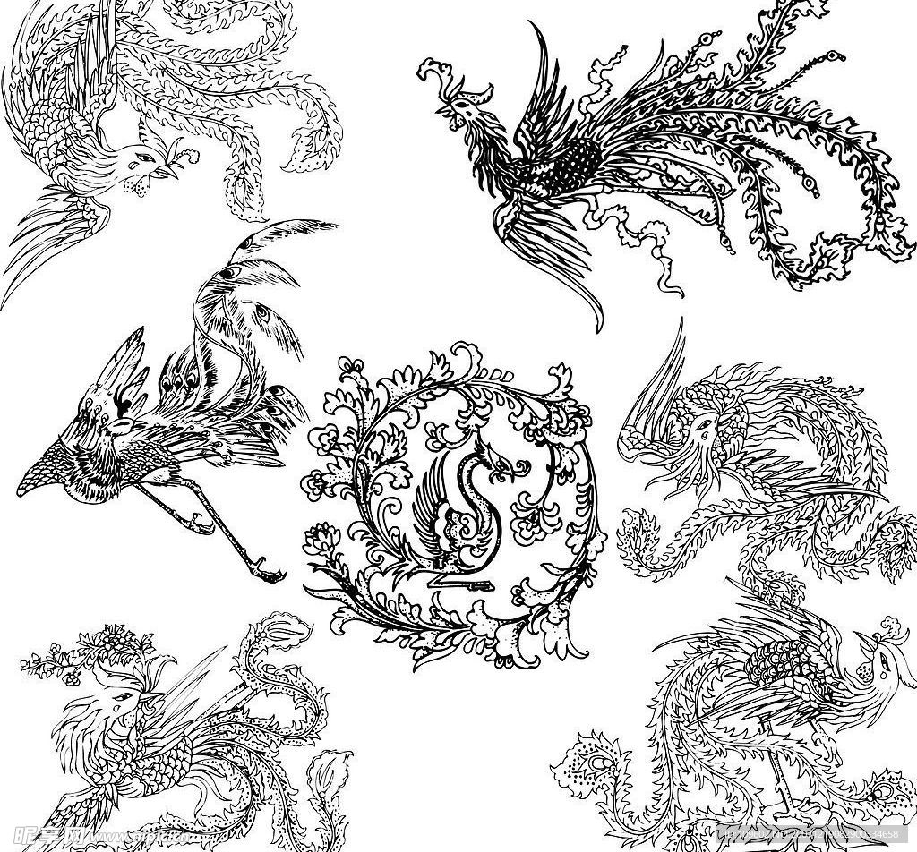 矢量 传统 图案 吉祥物 凤