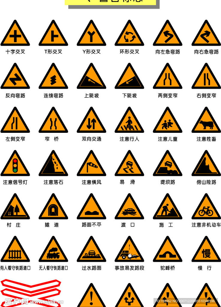 交通矢量图标—警告