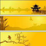 夏日湖边剪影风光