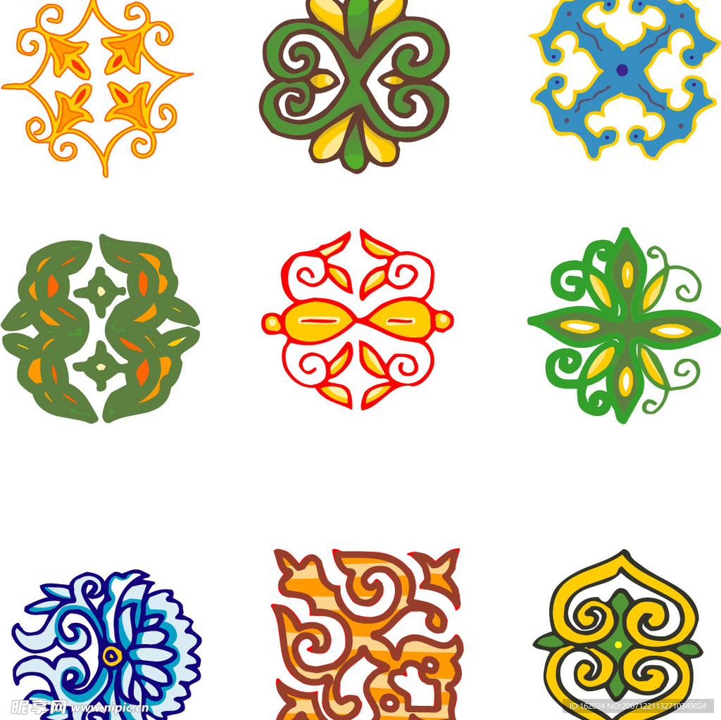 彩色矢量花纹