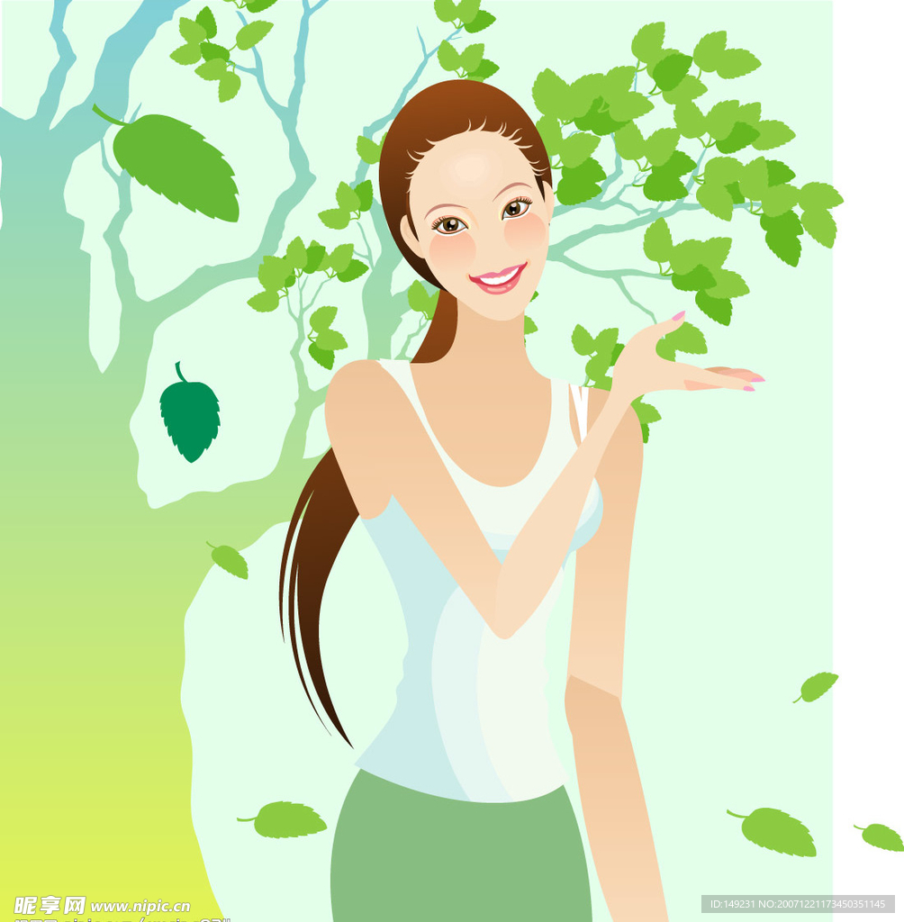 清纯的矢量夏季美女