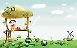风景卡通插图