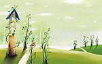 风景卡通插图