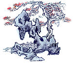 山水水墨画 松树 古松