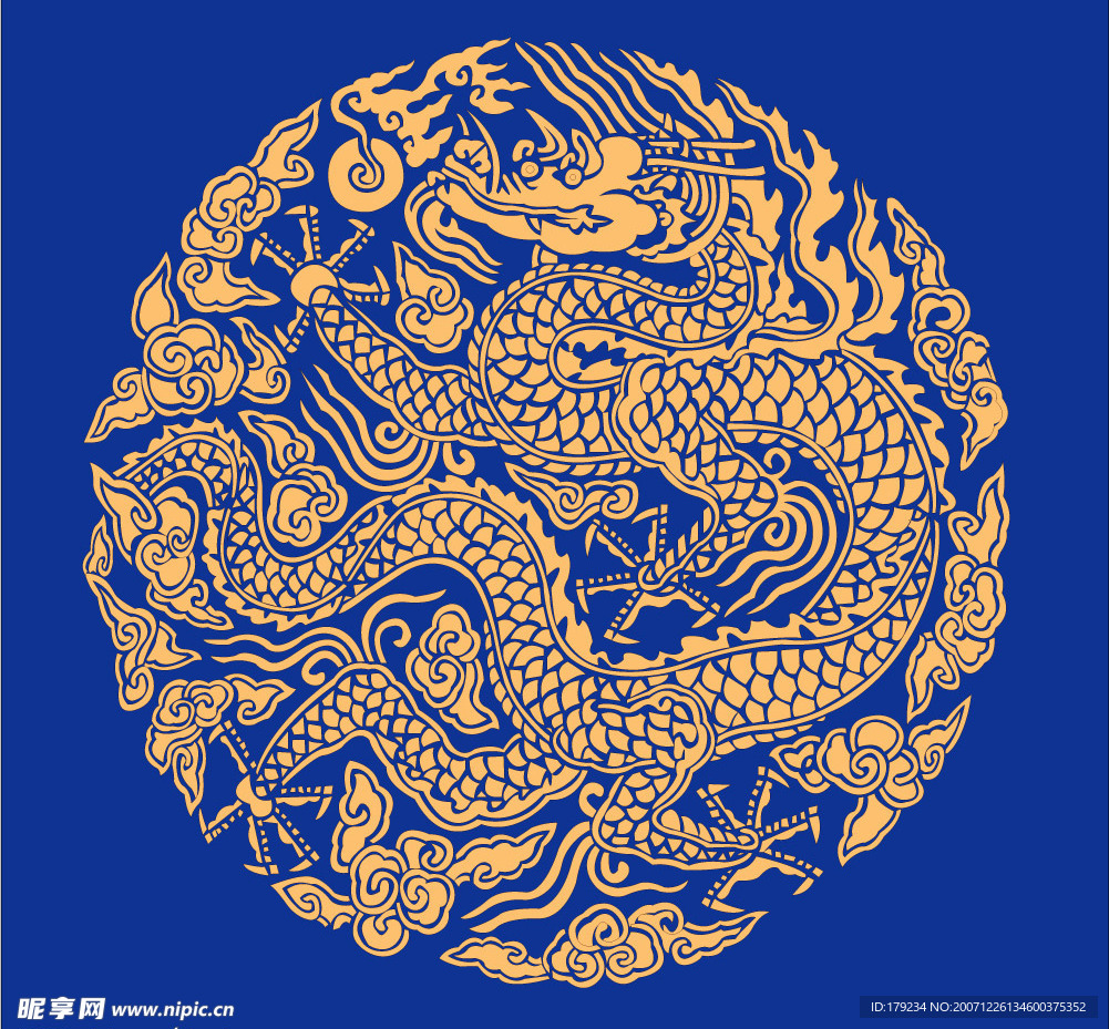 矢量中国龙纹路