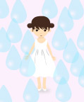 矢量穿白衣裙的小姑娘
