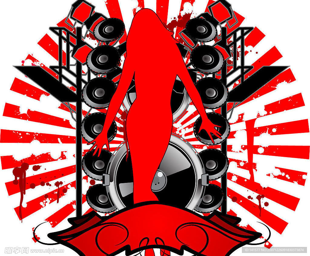 潮流音乐女性剪影