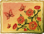 高精美蝴蝶与花矢量图