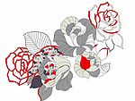 手绘线描效果玫瑰花psd分层素材