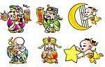 财神和童子年画专用素材