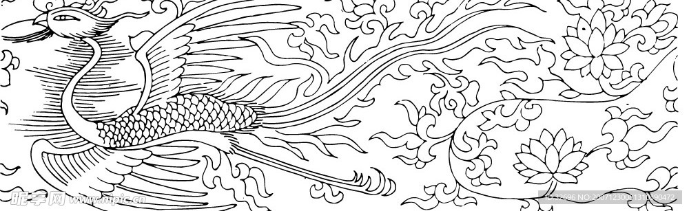 矢量凤纹花边