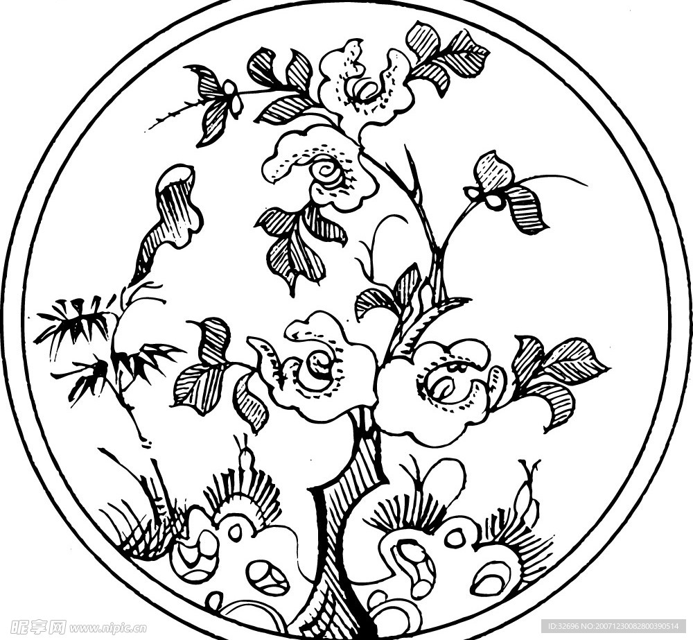 矢量黑白花纹花边素材